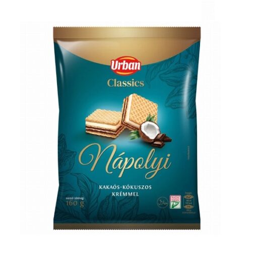 Urbán cocoa and coconut cream filled wafer (Kakaós - kókuszos töltött ostya) 160 g